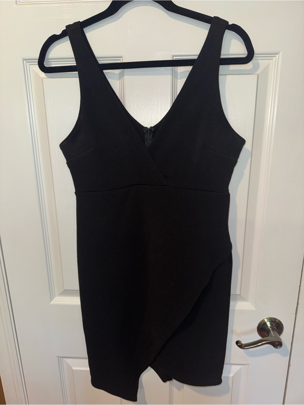 Leith Black V-Neck Sleeveless Wrap-Style Mini Dress